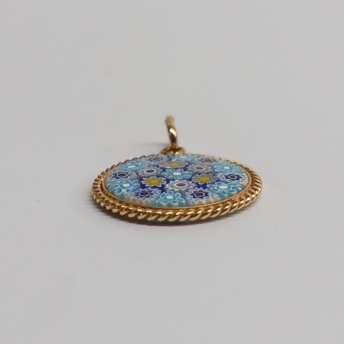 18K Gold and Art Glass Pendant