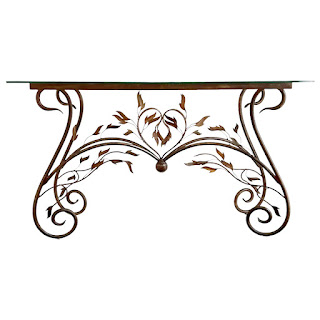 Wrought Metal Leafy Branch Console Table