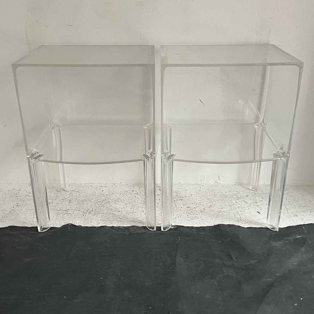 Starck Style Acrylic Side Table Pair