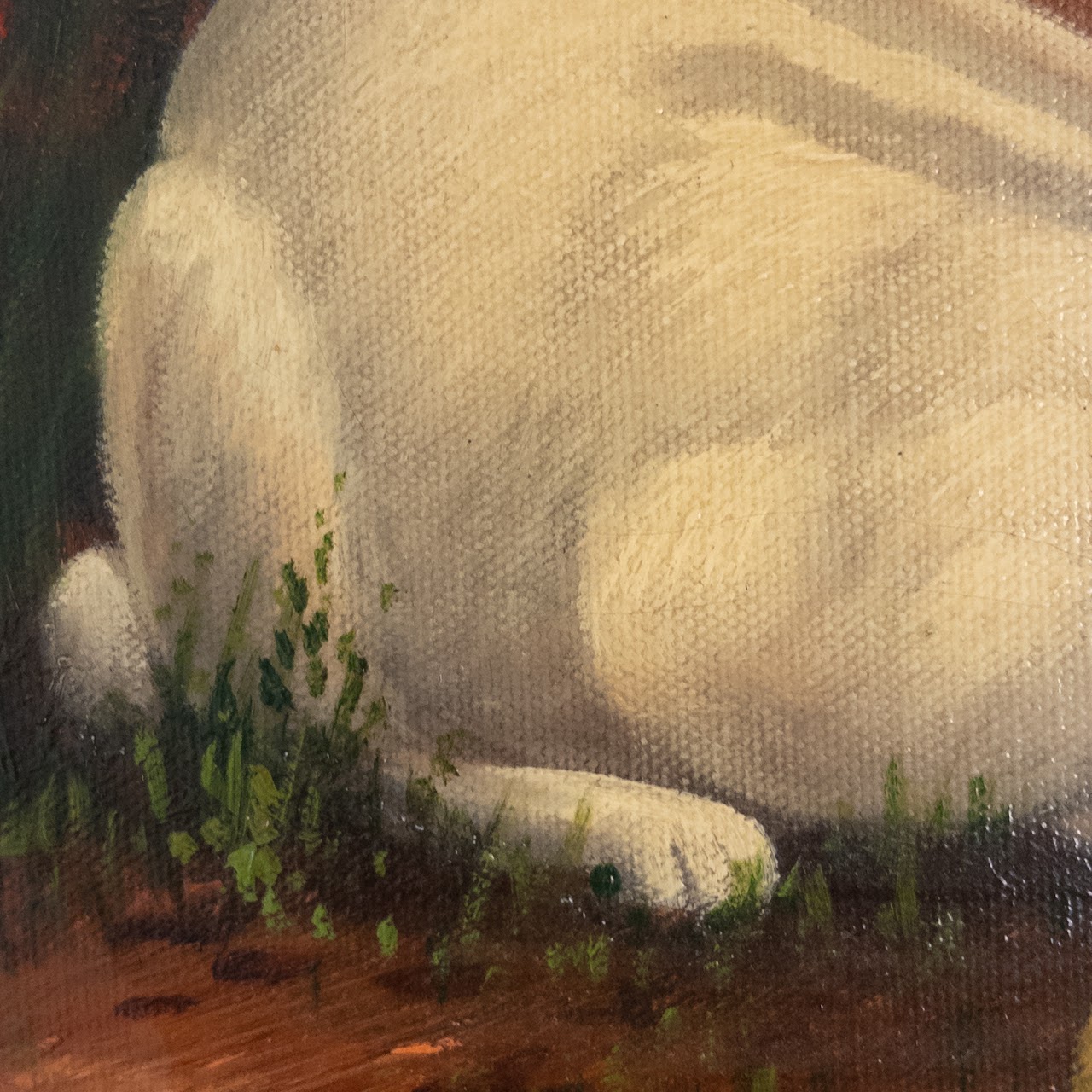 C. Buronson Bunny with Lettuce Signed Oil Painting