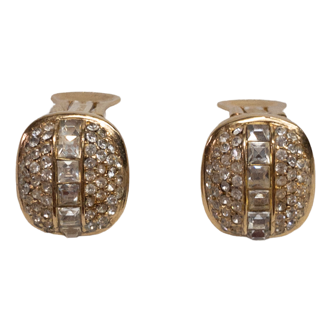 Christian Dior Rhinestone Clip Earrings