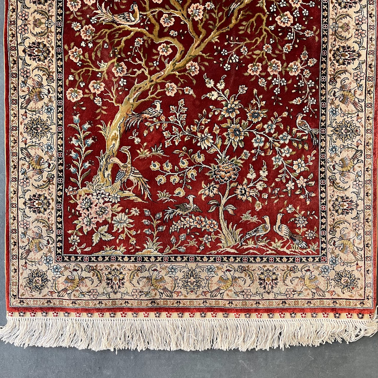 2.5'x4' Hamadan Tree of Life Silk Rug Oriental Carpet Area Rugs