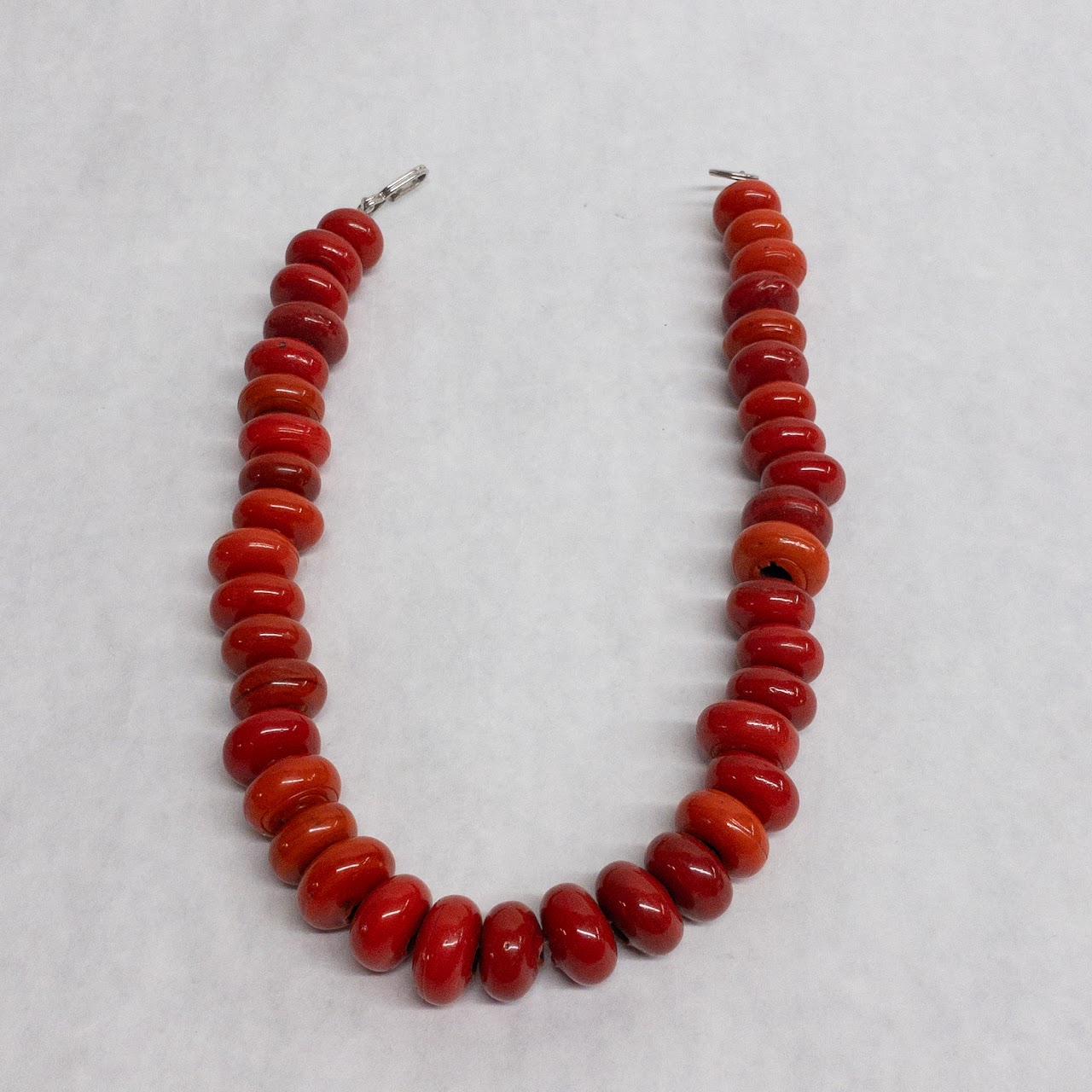 Red Coral Disc Necklace