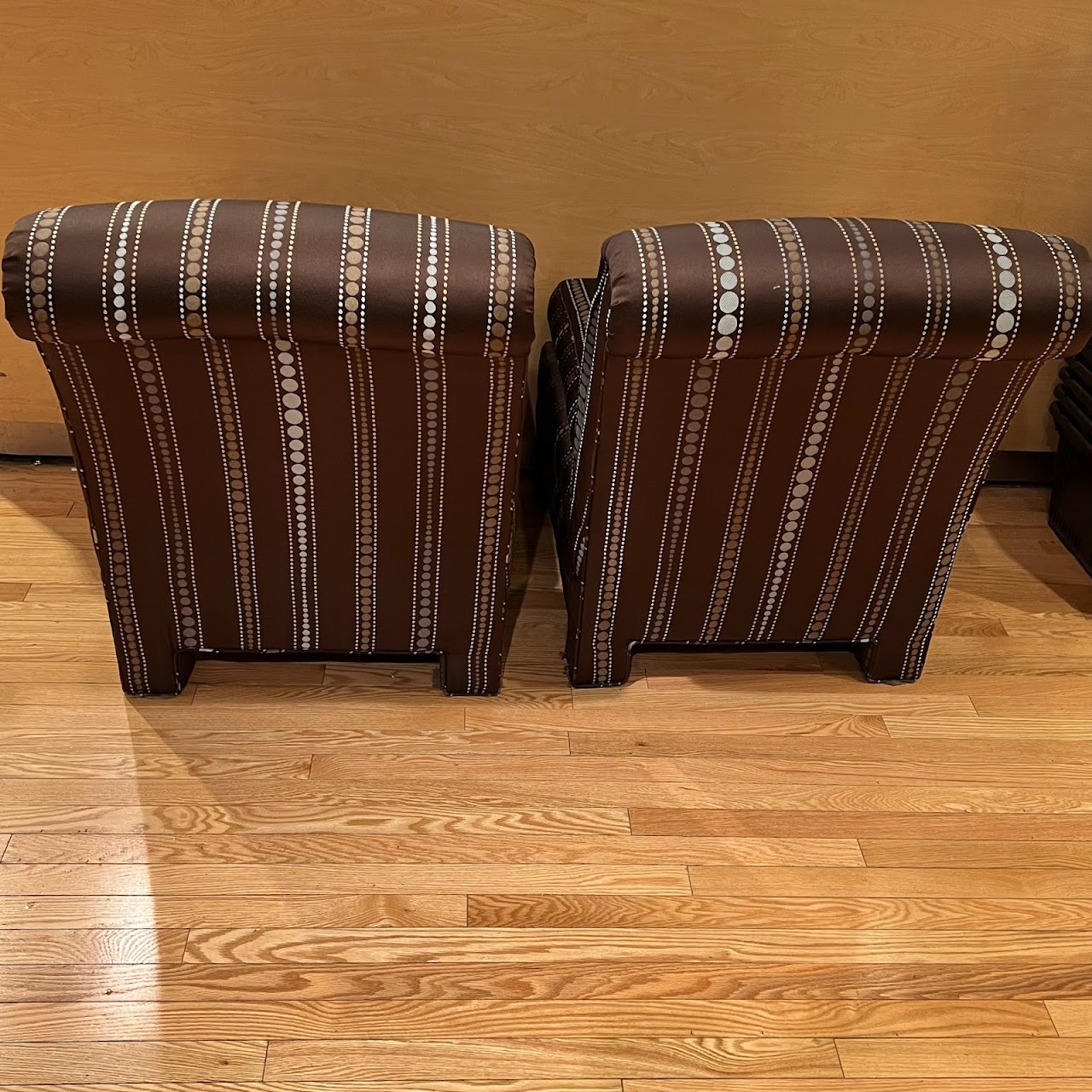 Contemporary Dot Striped Slipper Chair Pair