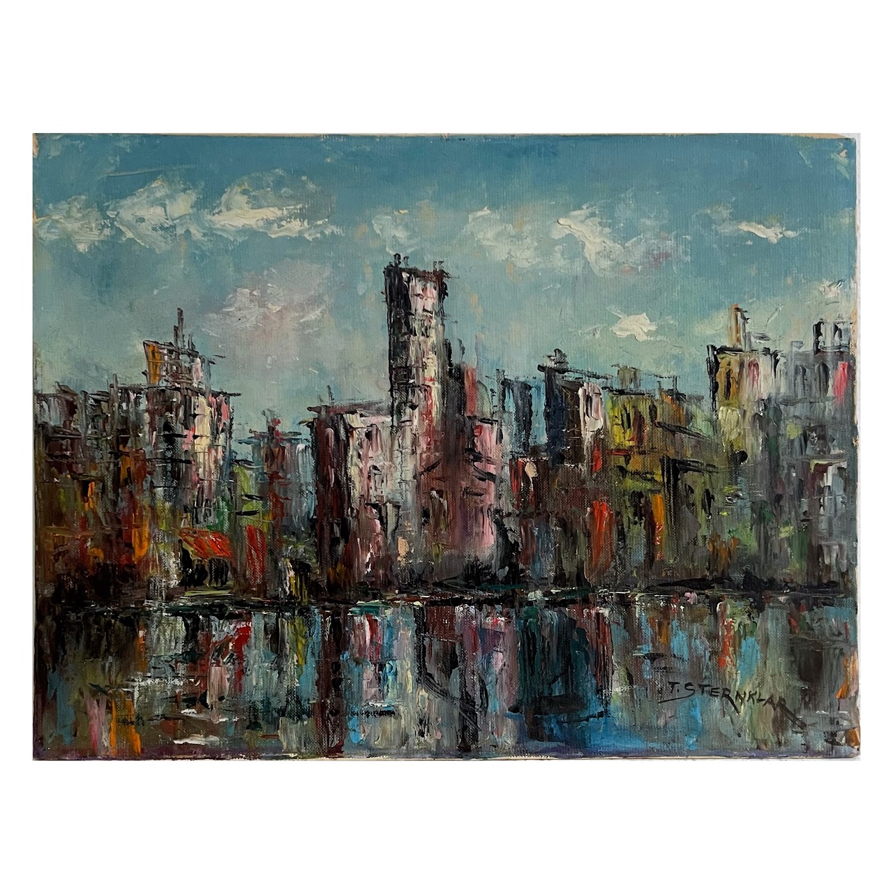 Tea Weintraub Sternklar Signed Cityscape Oil Painting