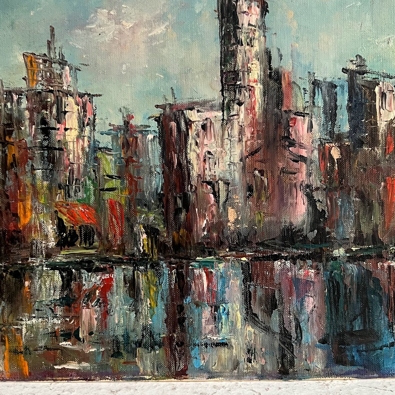 Tea Weintraub Sternklar Signed Cityscape Oil Painting