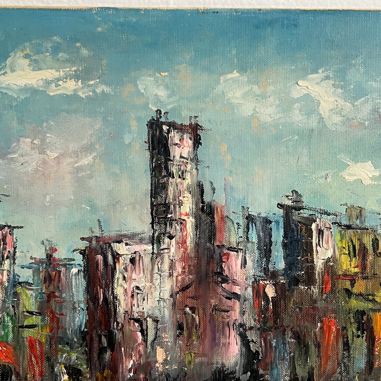 Tea Weintraub Sternklar Signed Cityscape Oil Painting