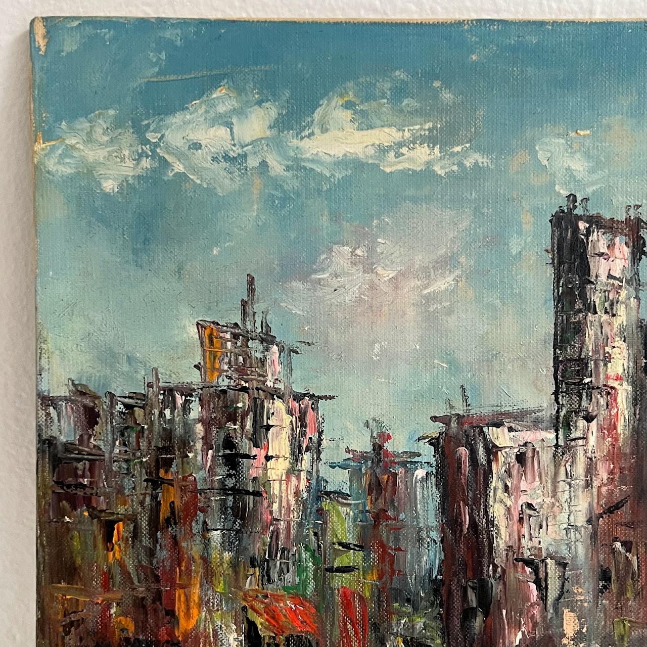 Tea Weintraub Sternklar Signed Cityscape Oil Painting