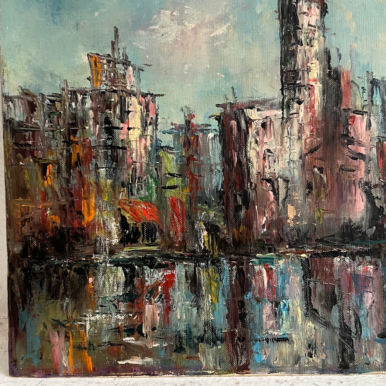 Tea Weintraub Sternklar Signed Cityscape Oil Painting