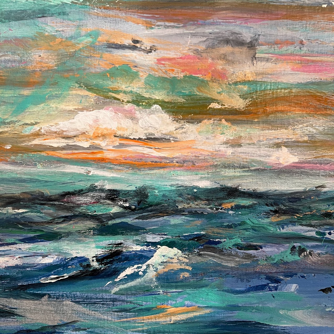 Contemporary Signed Oceanscape Oil Painting