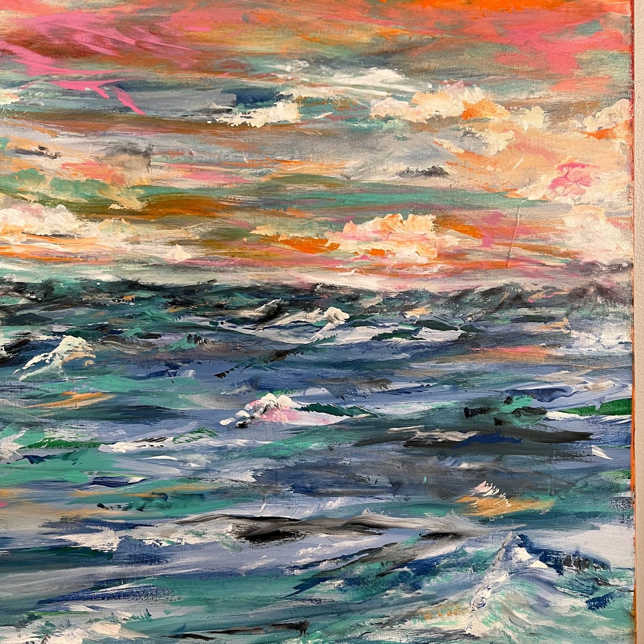 Contemporary Signed Oceanscape Oil Painting