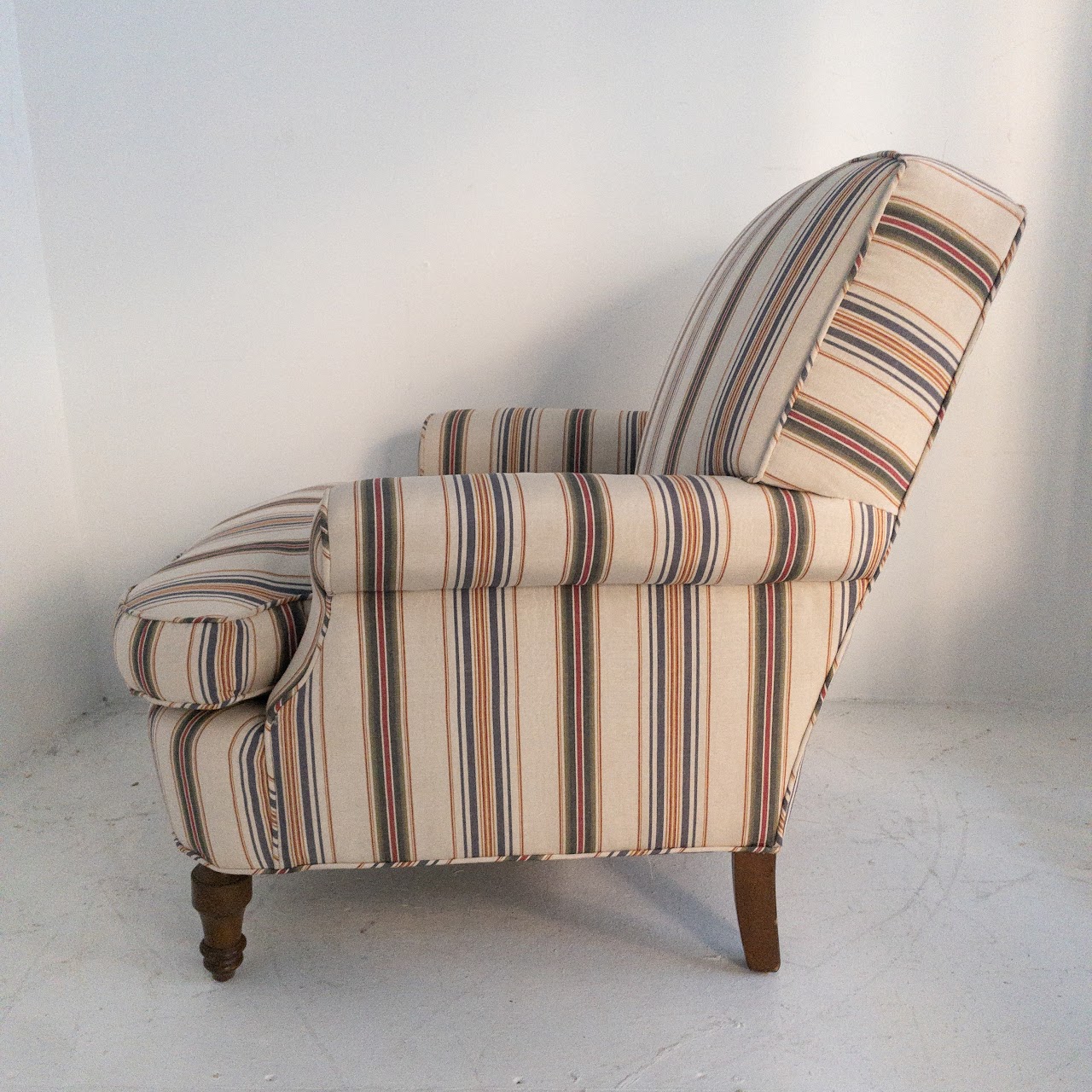 Custom Upholstered Striped Club Chair 2