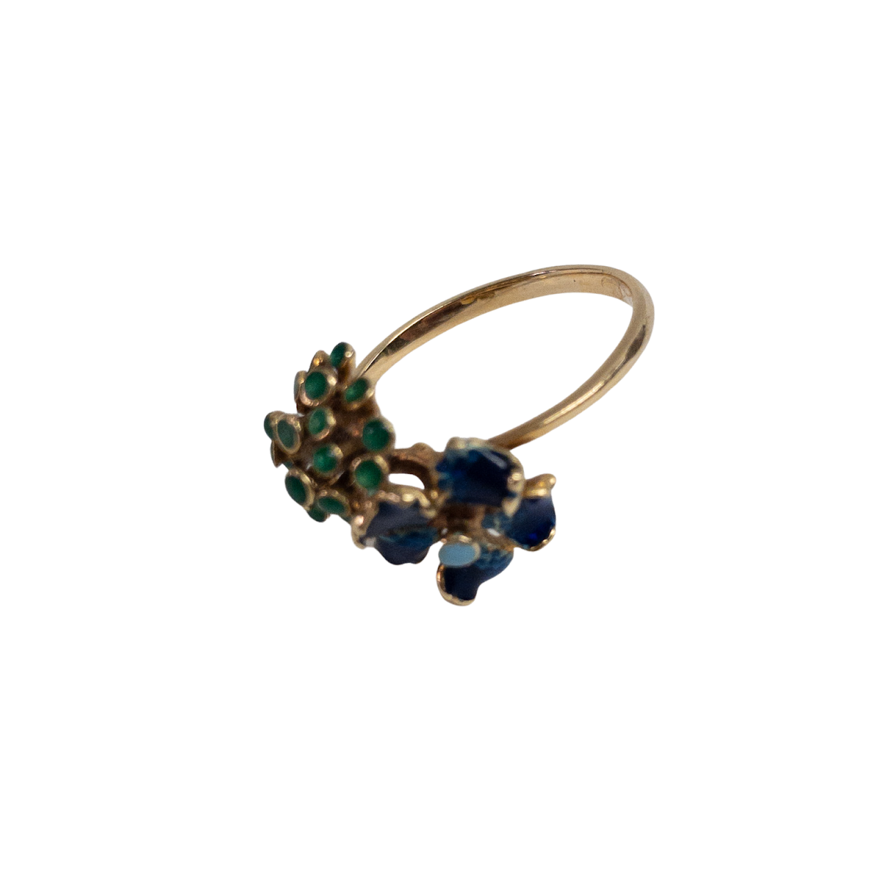 18K Gold Enamel Flower Ring