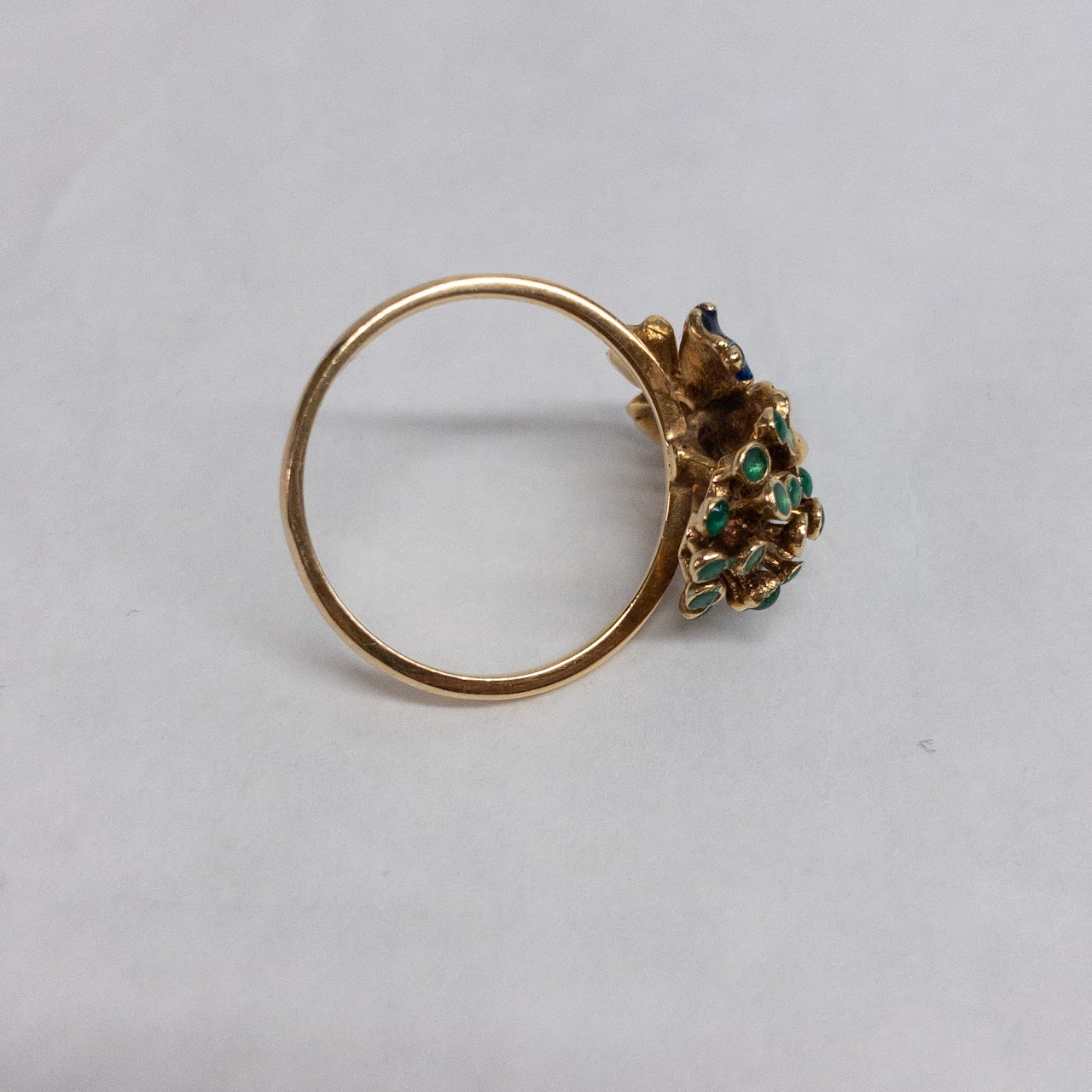 18K Gold Enamel Flower Ring