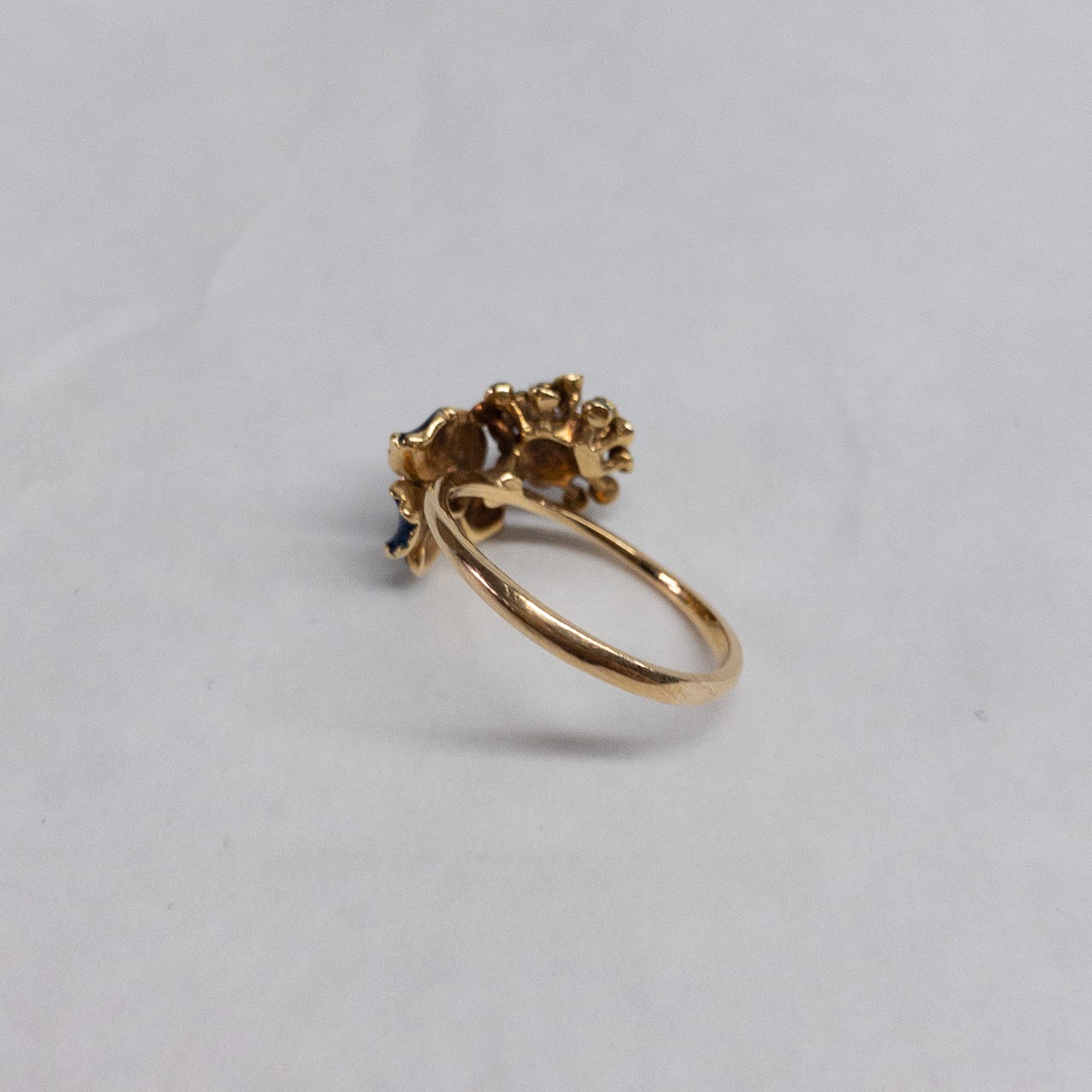 18K Gold Enamel Flower Ring