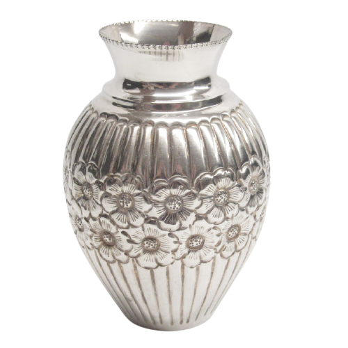 900 Silver Floral Vase