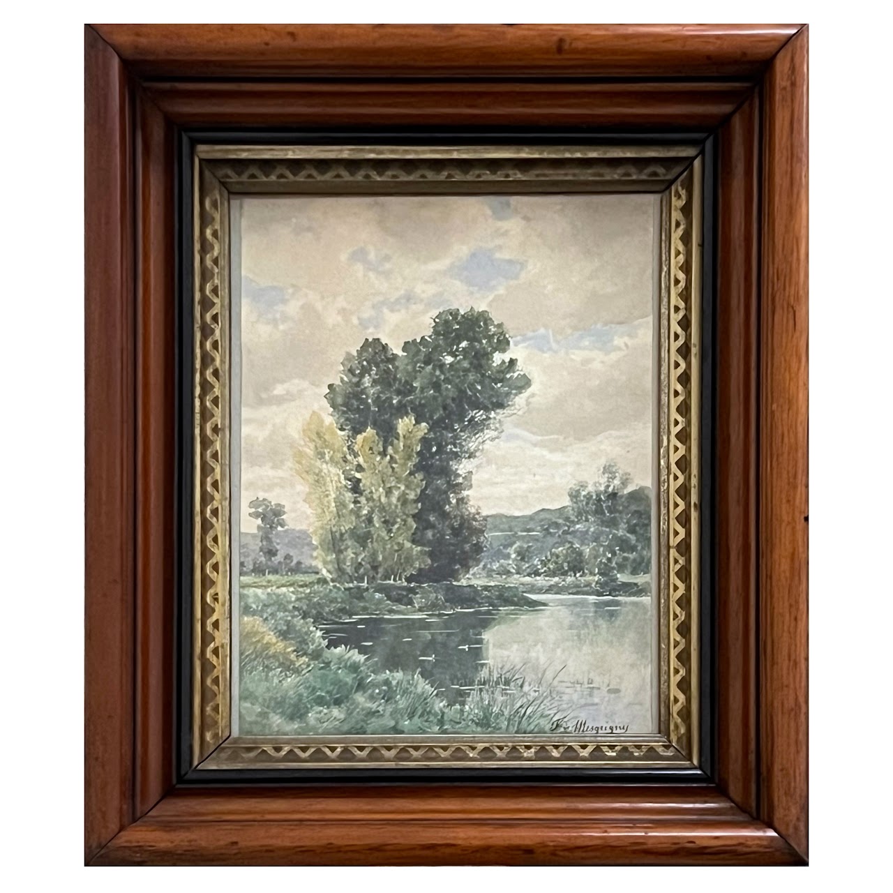 Claude-François-Auguste Mesgrigny Signed French Landscape Watercolor Painting