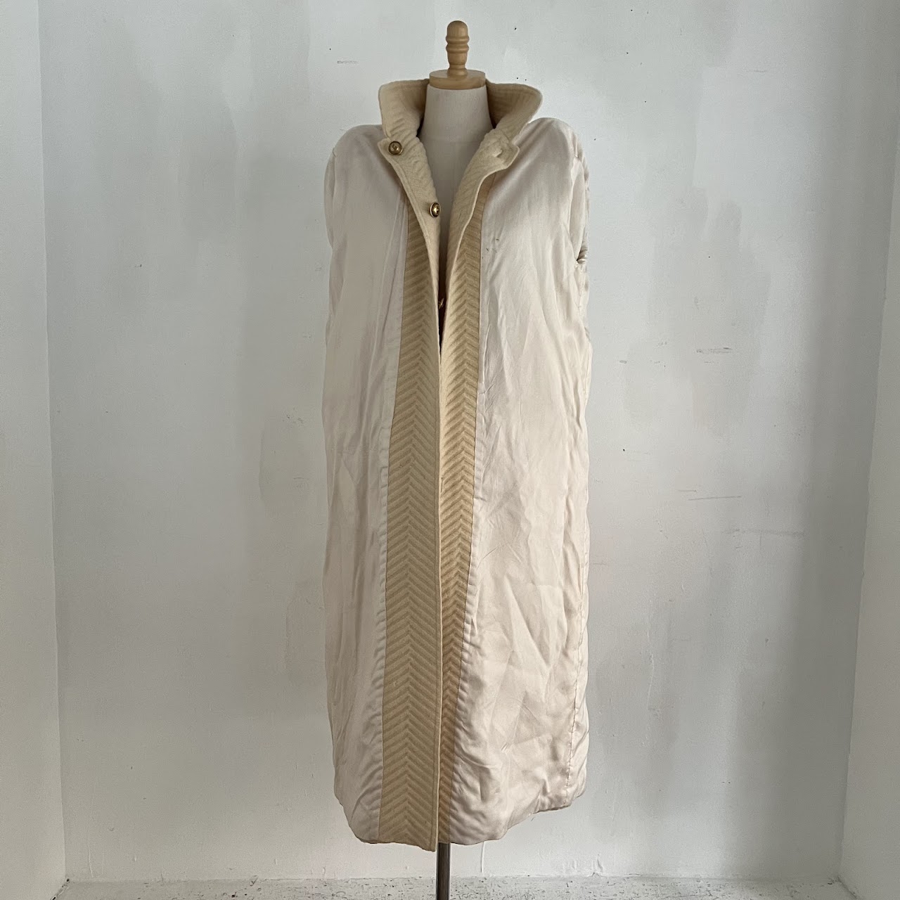 Valentino Miss V Vintage Ivory Wool Chevron Coat