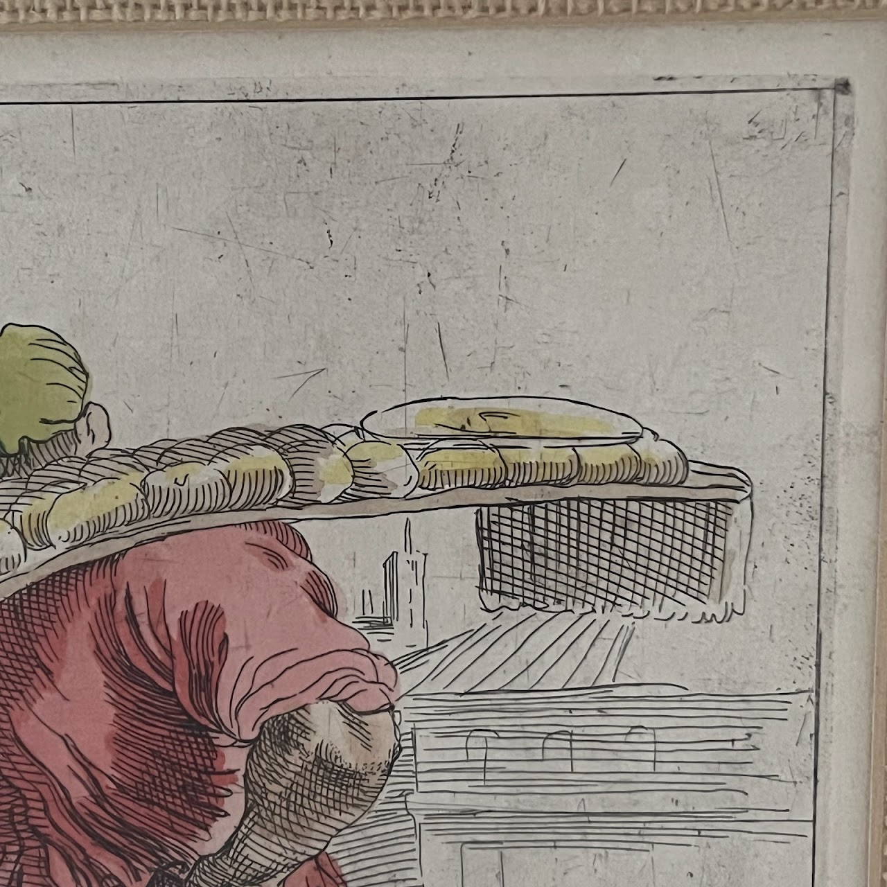 Simon Guillain After Annibale Carraci 'Baker' and 'Miller' Hand-Colored Engraving Pair