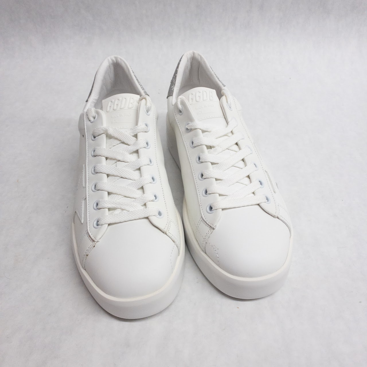 Golden Goose NEW Pure New White and Silver Sneakers