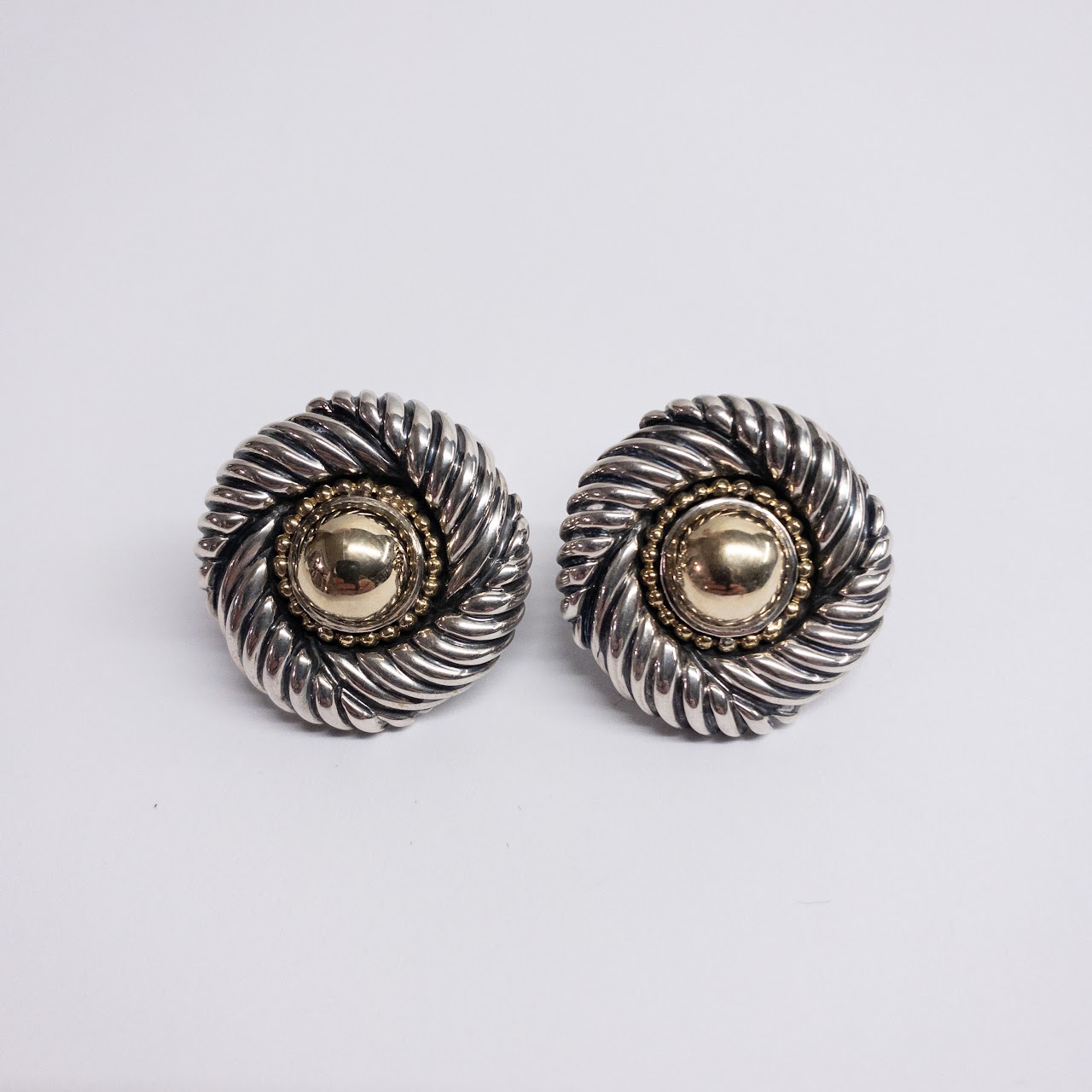 David Yurman 14K Gold and Sterling Silver Clip Earrings