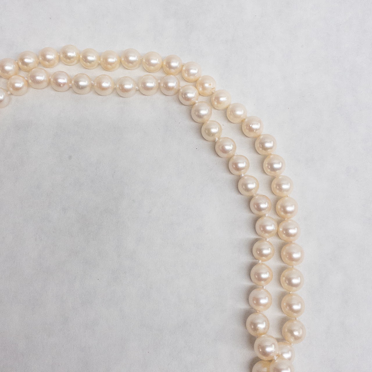 Pearl and 14K White Gold Double Strand Necklace