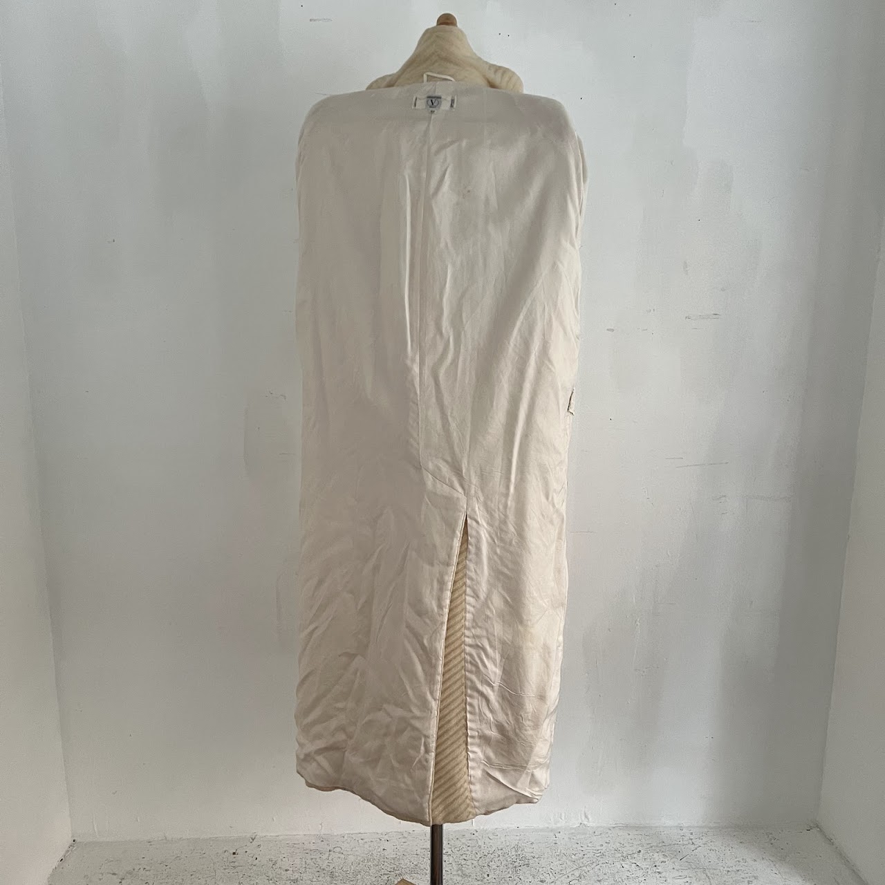 Valentino Miss V Vintage Ivory Wool Chevron Coat