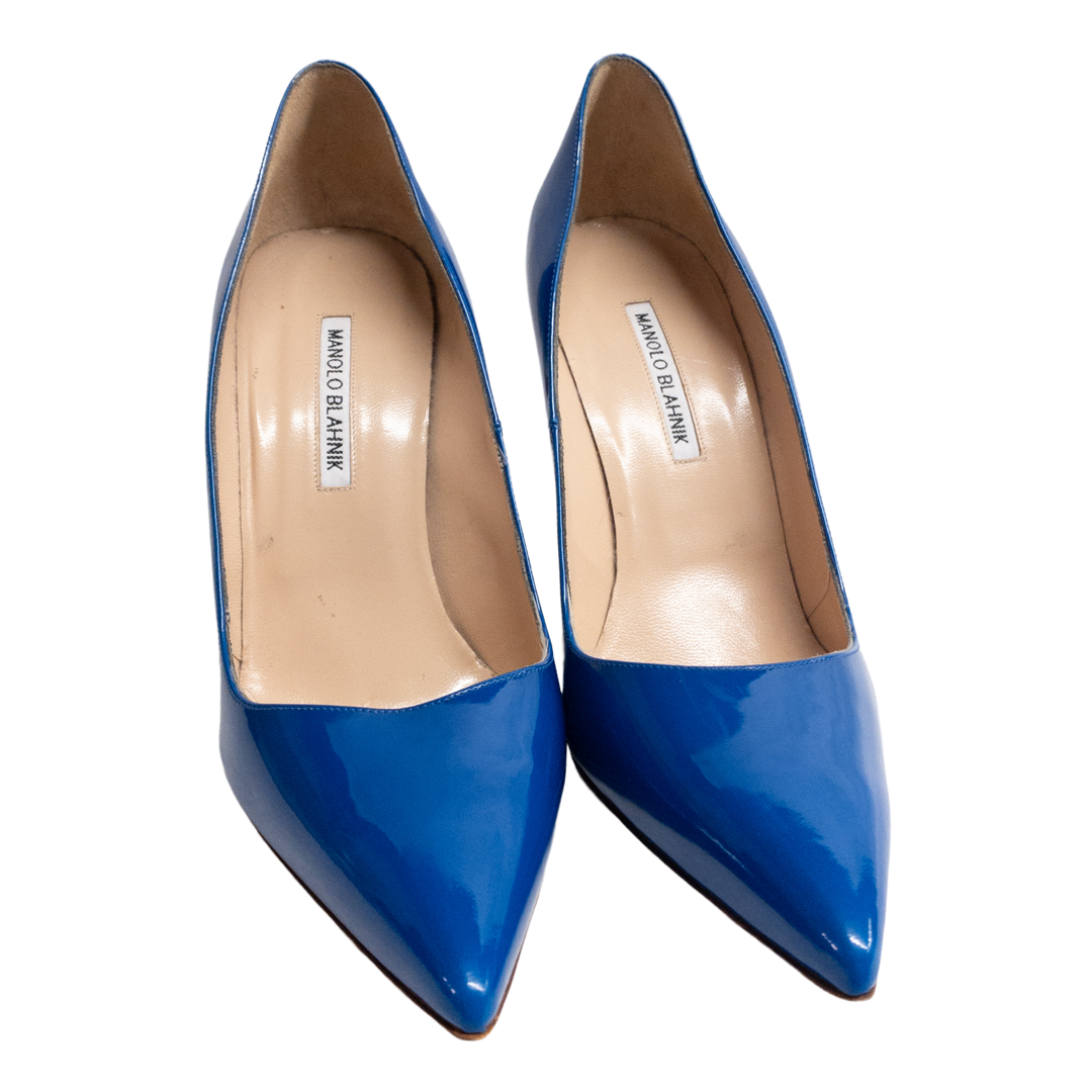 Manolo Blahnik Electric Blue Patent Leather Pumps