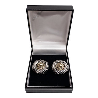 David Yurman 14K Gold and Sterling Silver Clip Earrings