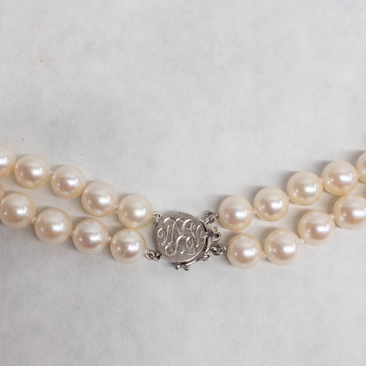 Pearl and 14K White Gold Double Strand Necklace