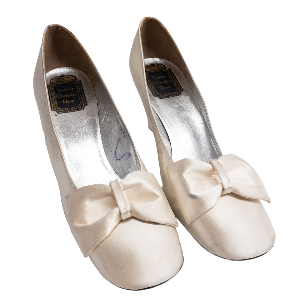 Christian Dior Vintage Ivory Satin Heels