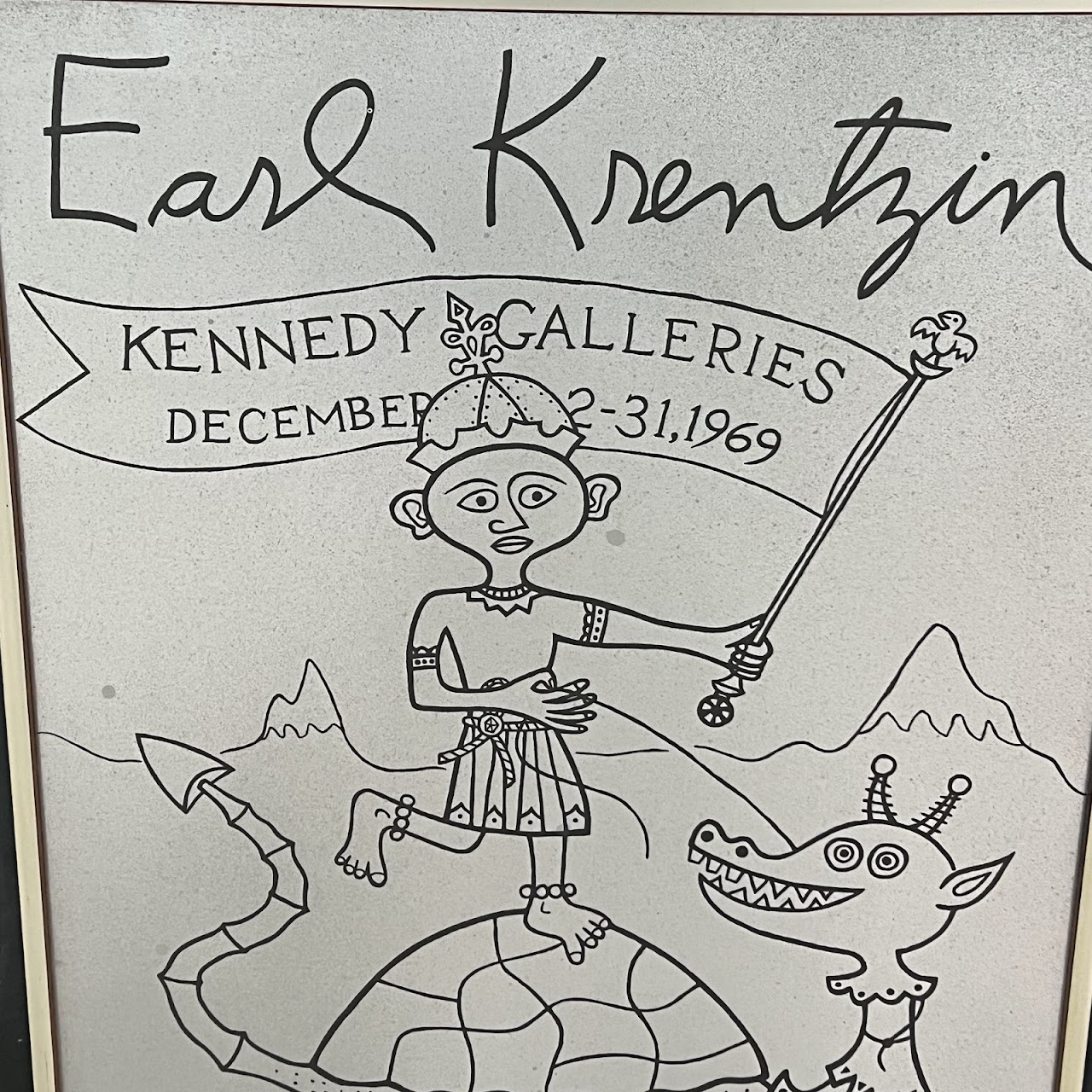 Earl Krentzin Signed 'Silver Sculpture' Kennedy Galleries Lithograph Exhibition Poster, 1969