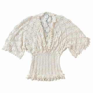 Oscar de la Renta Crocheted Ivory Silk Blouse