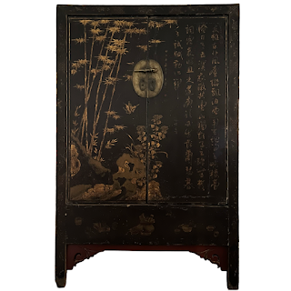 19th C. Chinese Gilt Decorated Lacquered Cabinet