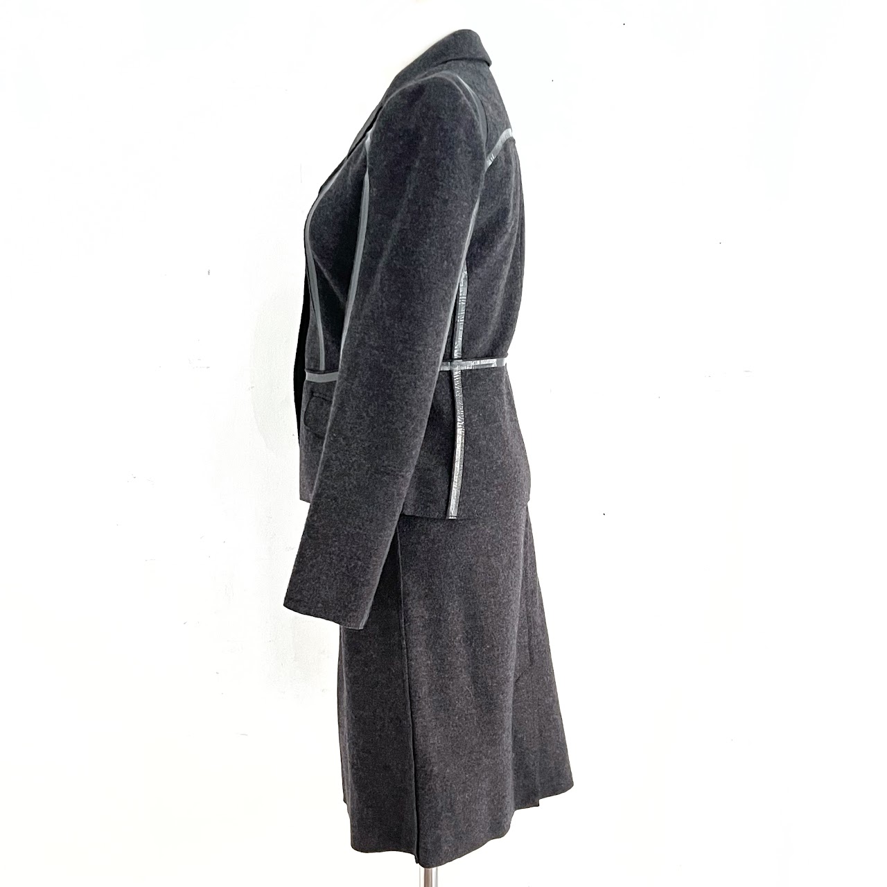 Prada Grey Virgin Wool Skirt Suit