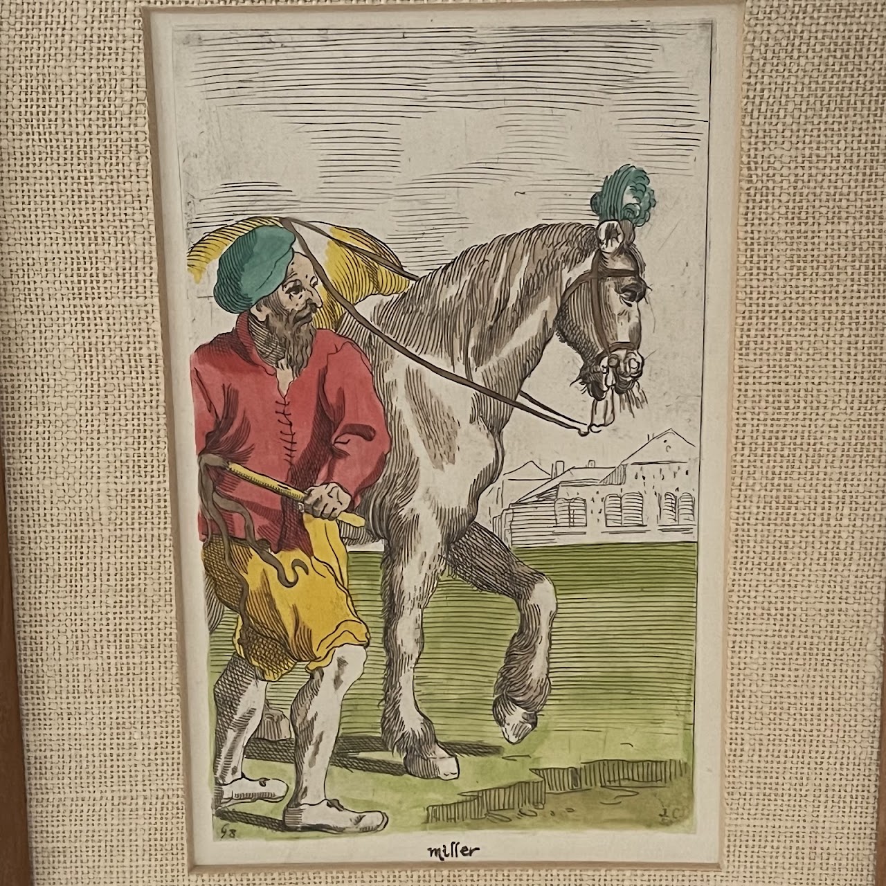 Simon Guillain After Annibale Carraci 'Baker' and 'Miller' Hand-Colored Engraving Pair