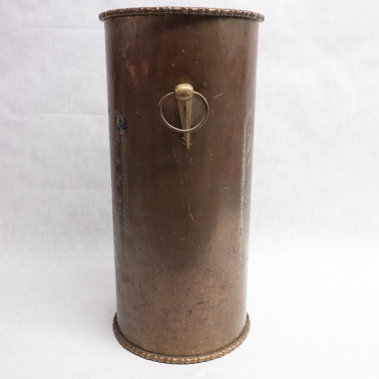 Vintage Brass Crane Motif Umbrella Stand