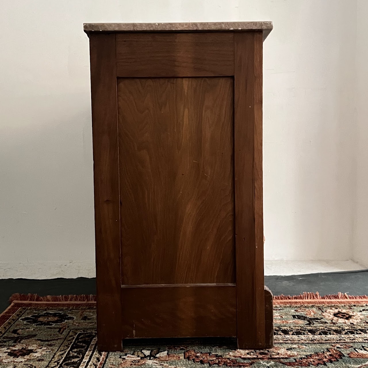 Victorian Pine and Walnut Burl Stone Top Three Drawer Dresser