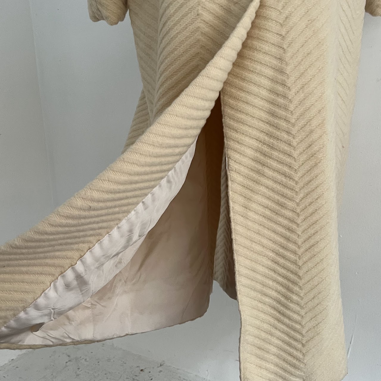 Valentino Miss V Vintage Ivory Wool Chevron Coat