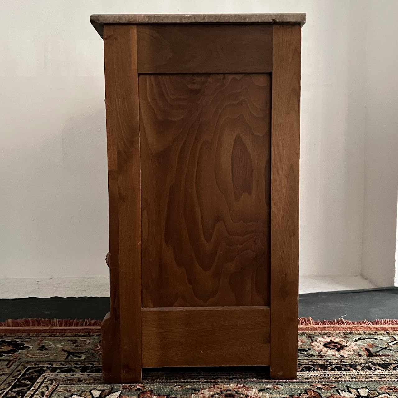 Victorian Pine and Walnut Burl Stone Top Three Drawer Dresser