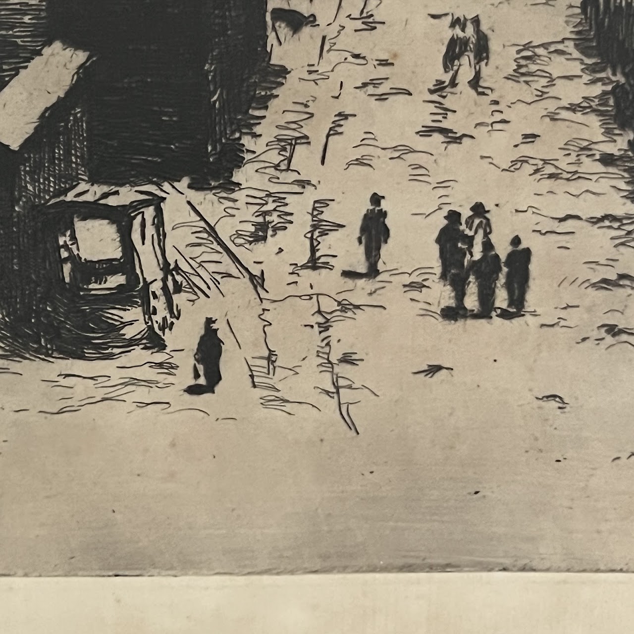 Philip Little Signed Harbor Road Scene Etching, 1915