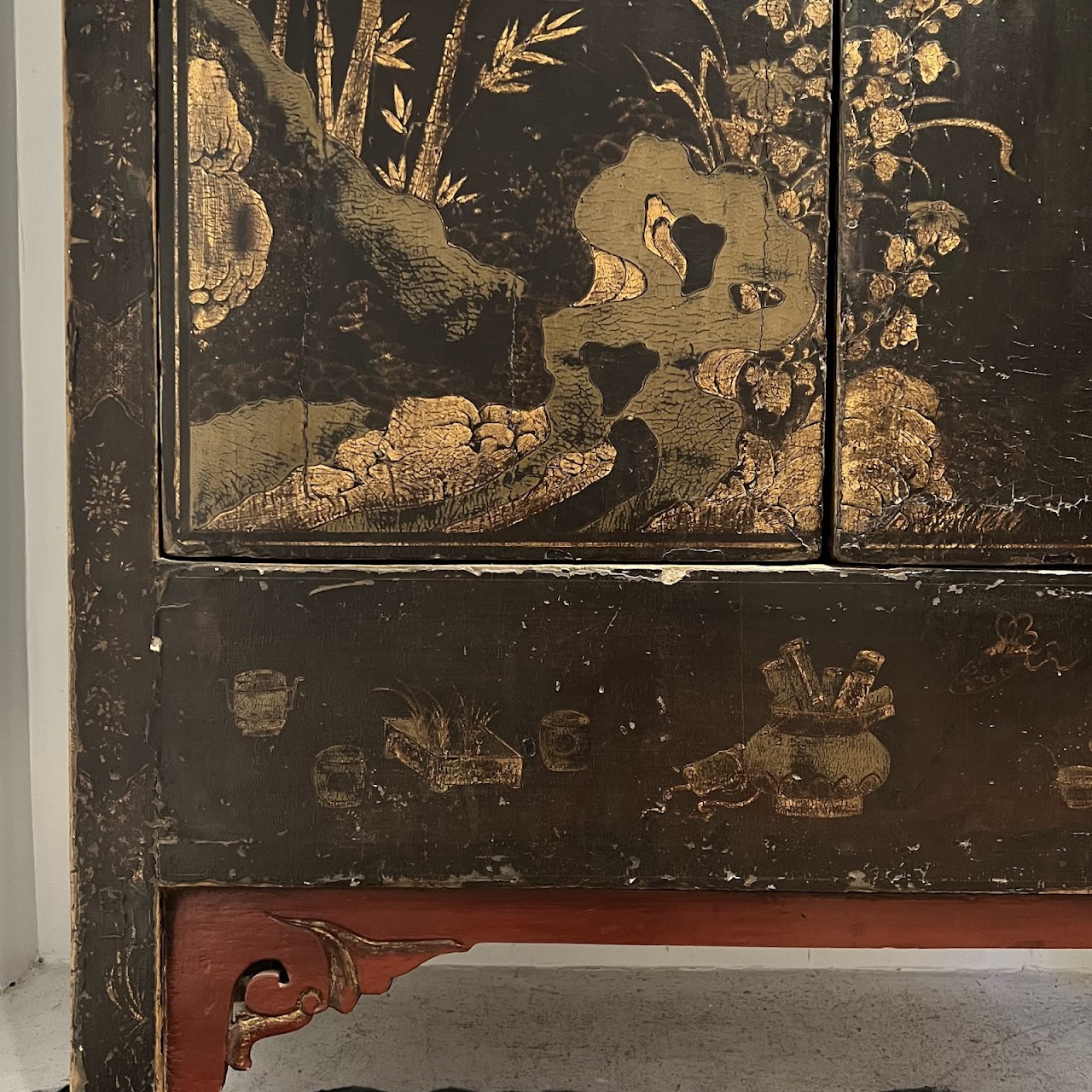 19th C. Chinese Gilt Decorated Lacquered Cabinet