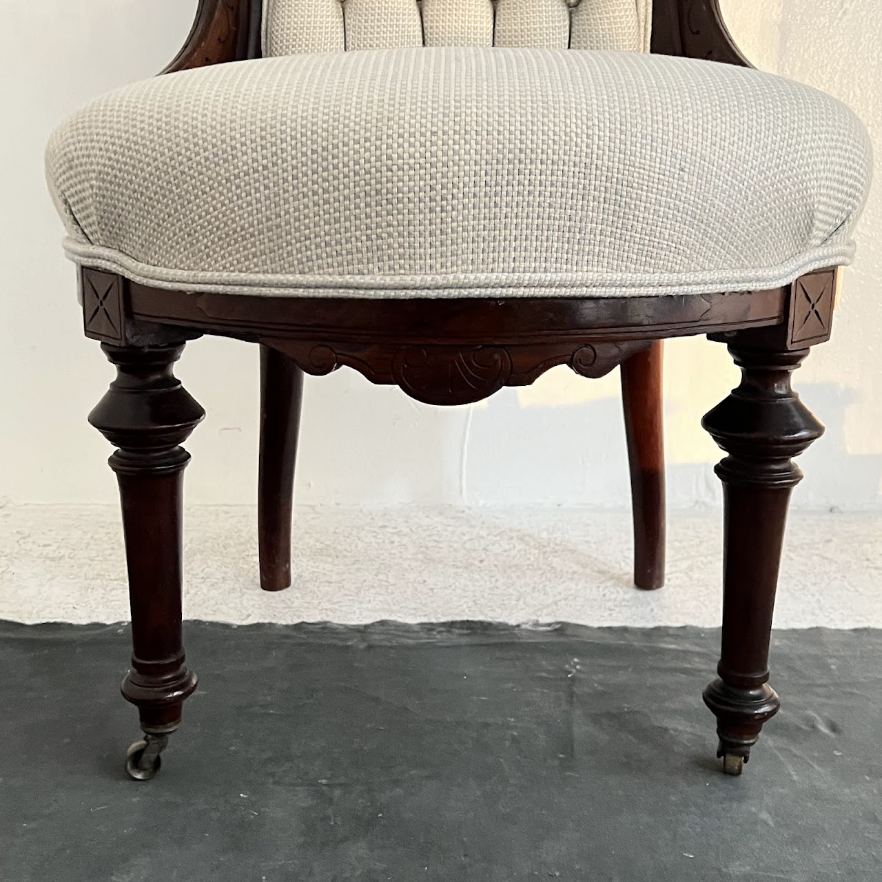 Eastlake Victorian Walnut Parlor Chair Pair