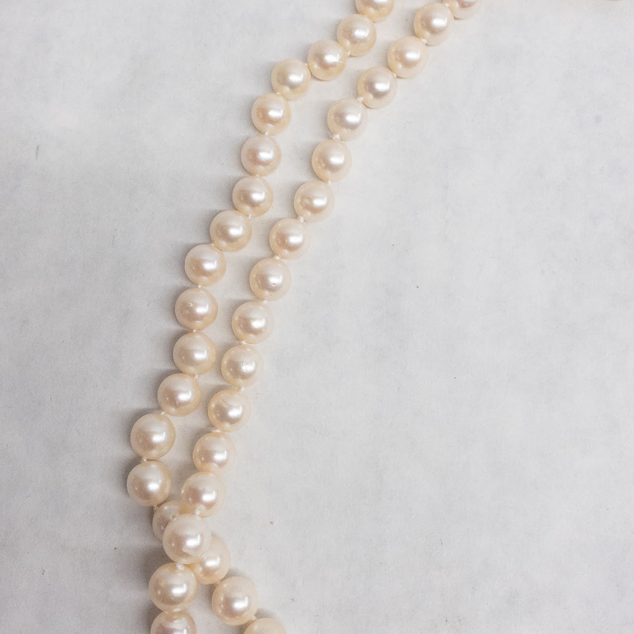 Pearl and 14K White Gold Double Strand Necklace