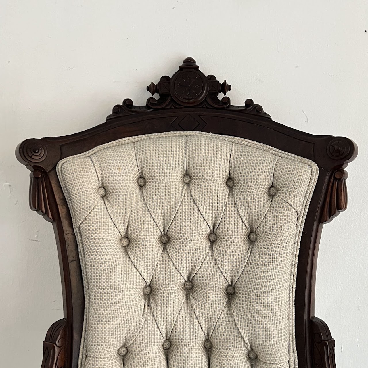 Eastlake Victorian Walnut Parlor Chair Pair