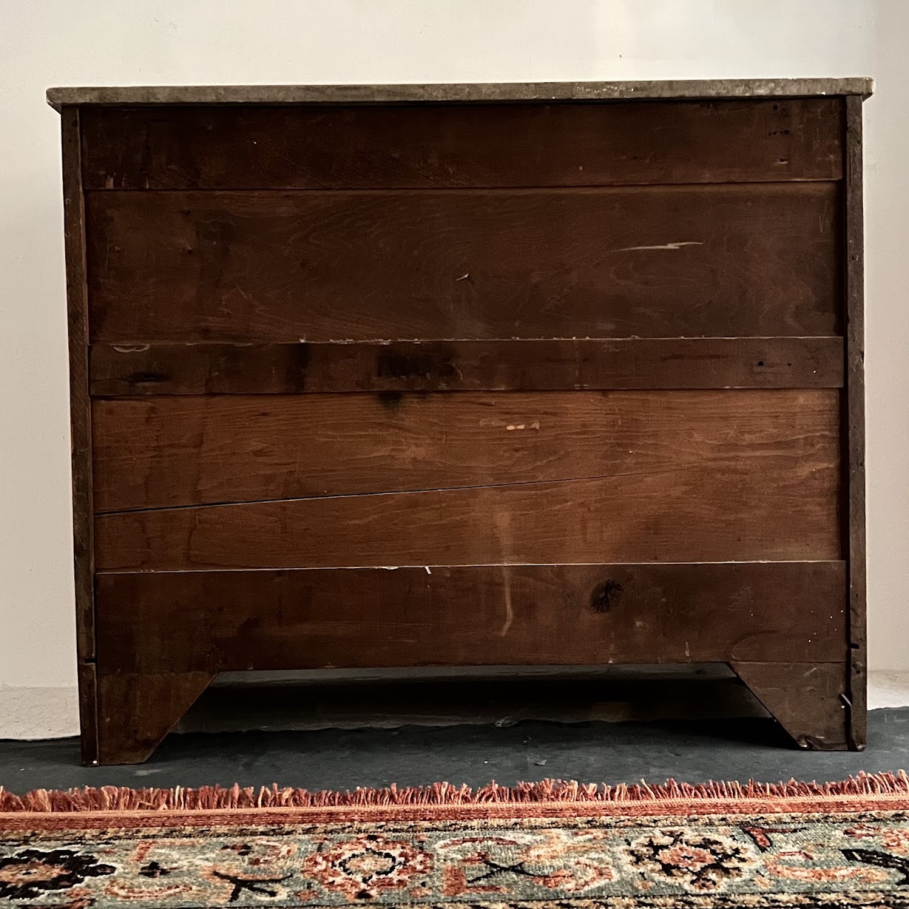 Victorian Pine and Walnut Burl Stone Top Three Drawer Dresser