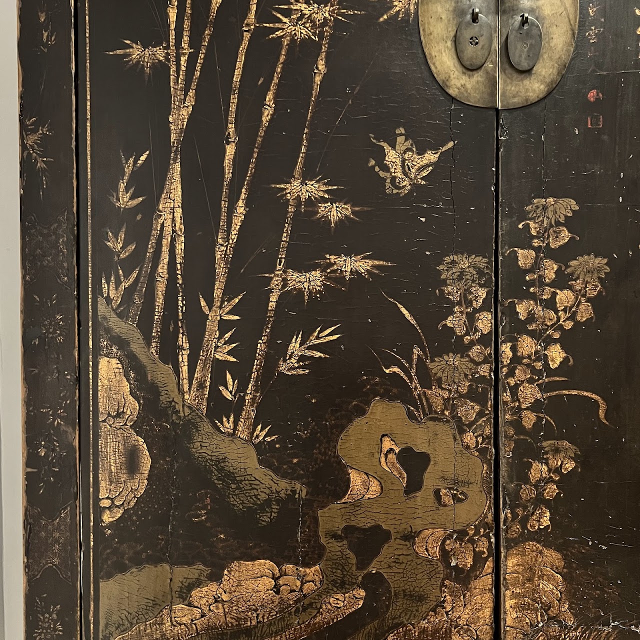 19th C. Chinese Gilt Decorated Lacquered Cabinet