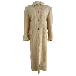 Valentino Miss V Vintage Ivory Wool Chevron Coat