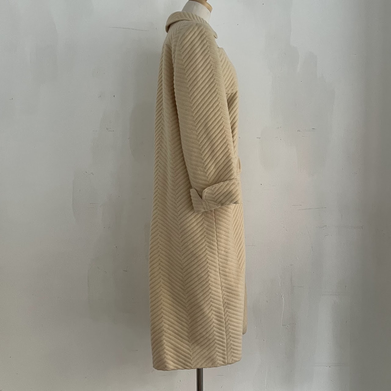 Valentino Miss V Vintage Ivory Wool Chevron Coat