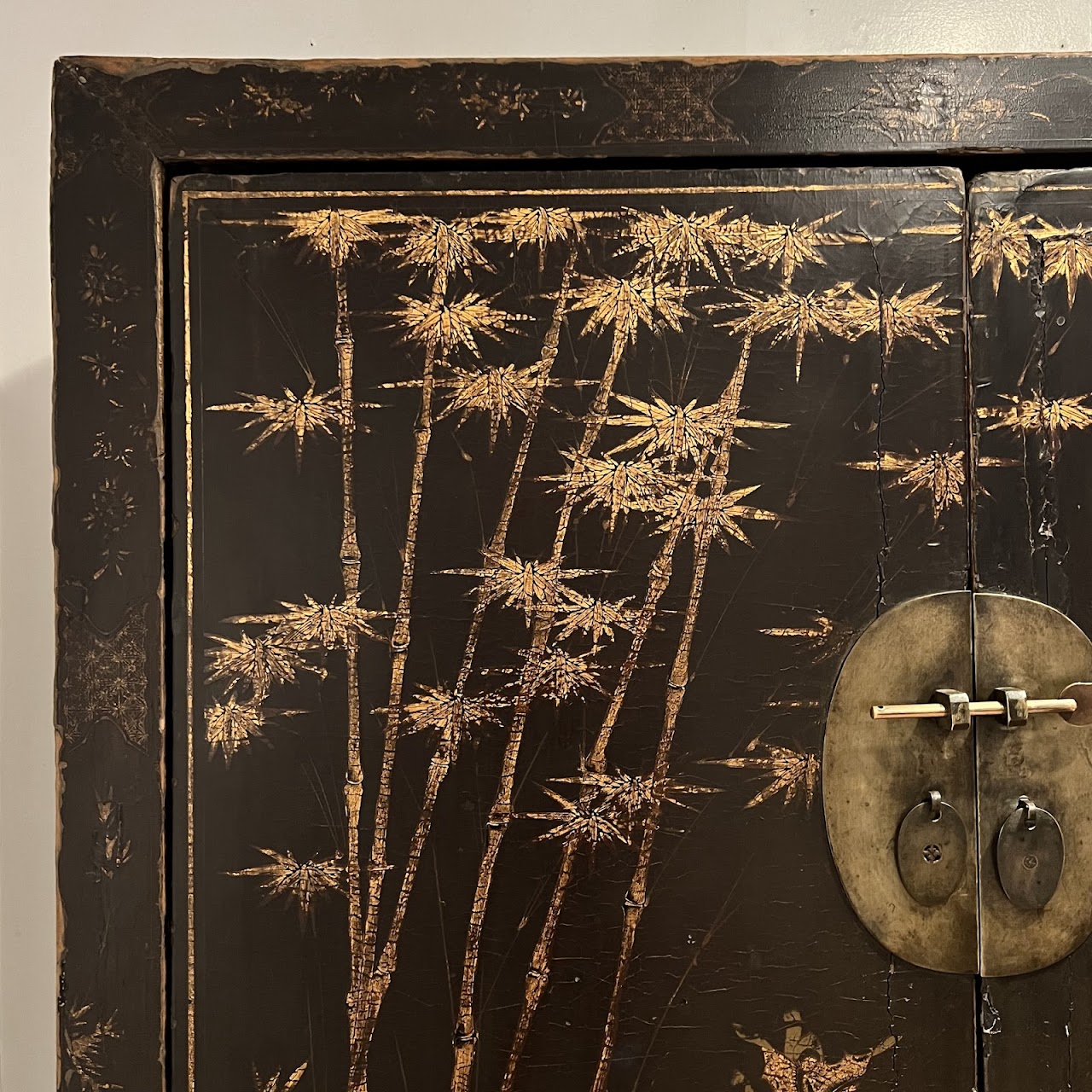 19th C. Chinese Gilt Decorated Lacquered Cabinet